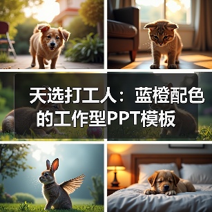 天选打工人：蓝橙配色的工作型PPT模板（图1）
