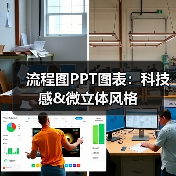 流程图PPT图表:科技感&微立体风格(图2) 流程图PPT图表:科技感&微立体风格(图2)