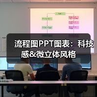 流程图PPT图表:科技感&微立体风格(图4) 流程图PPT图表:科技感&微立体风格(图4)