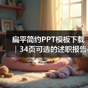 扁平简约PPT模板下载｜34页可选的述职报告神器（图3）