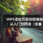 WPS添加页码终极指南：从入门到精通（含首页不显示、指定页开始）（图1）